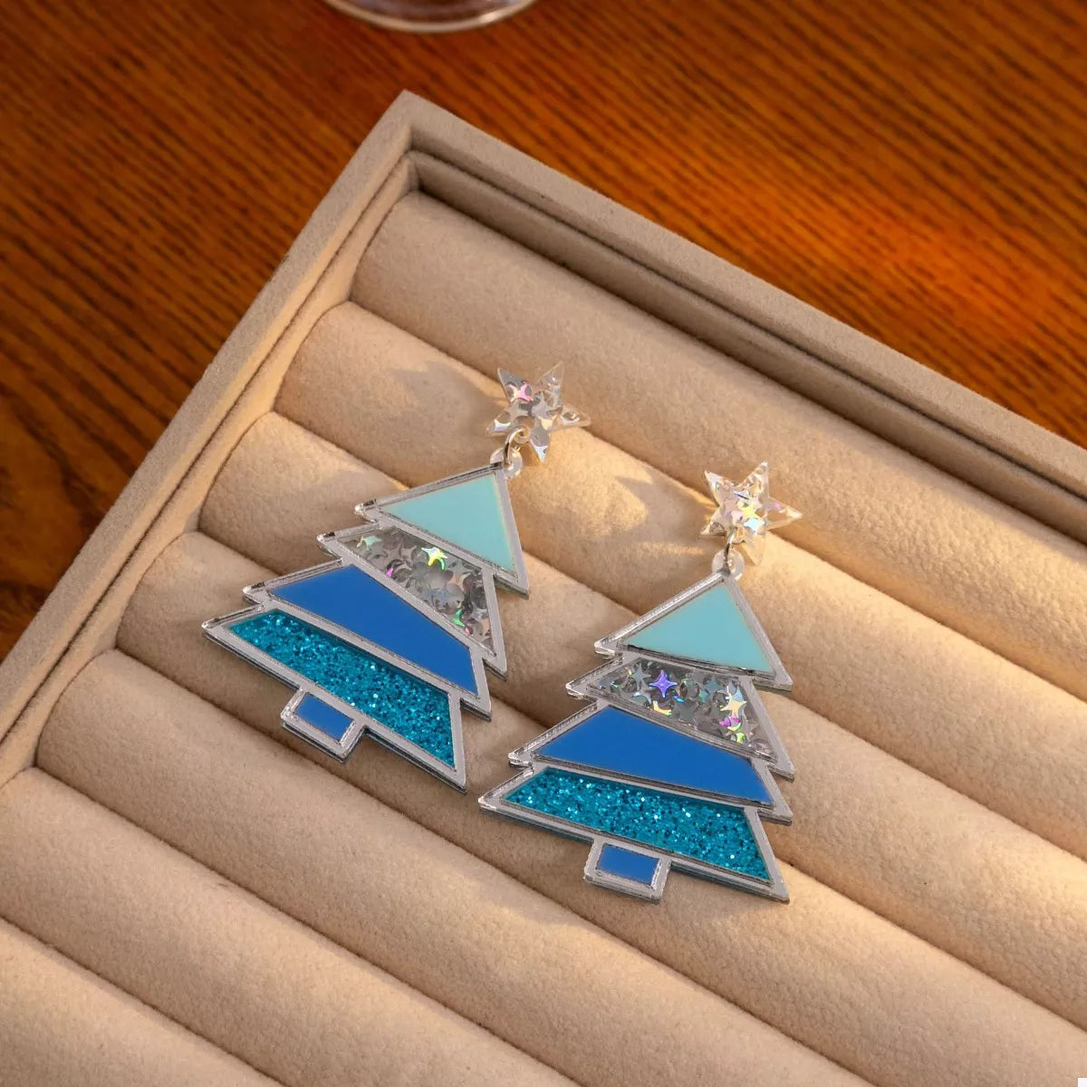 Christmas Tree Dangle Earrings - alternate earring view