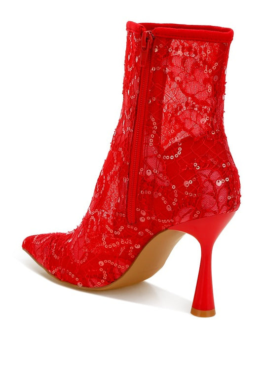 Sequin Lace Ankle Boots