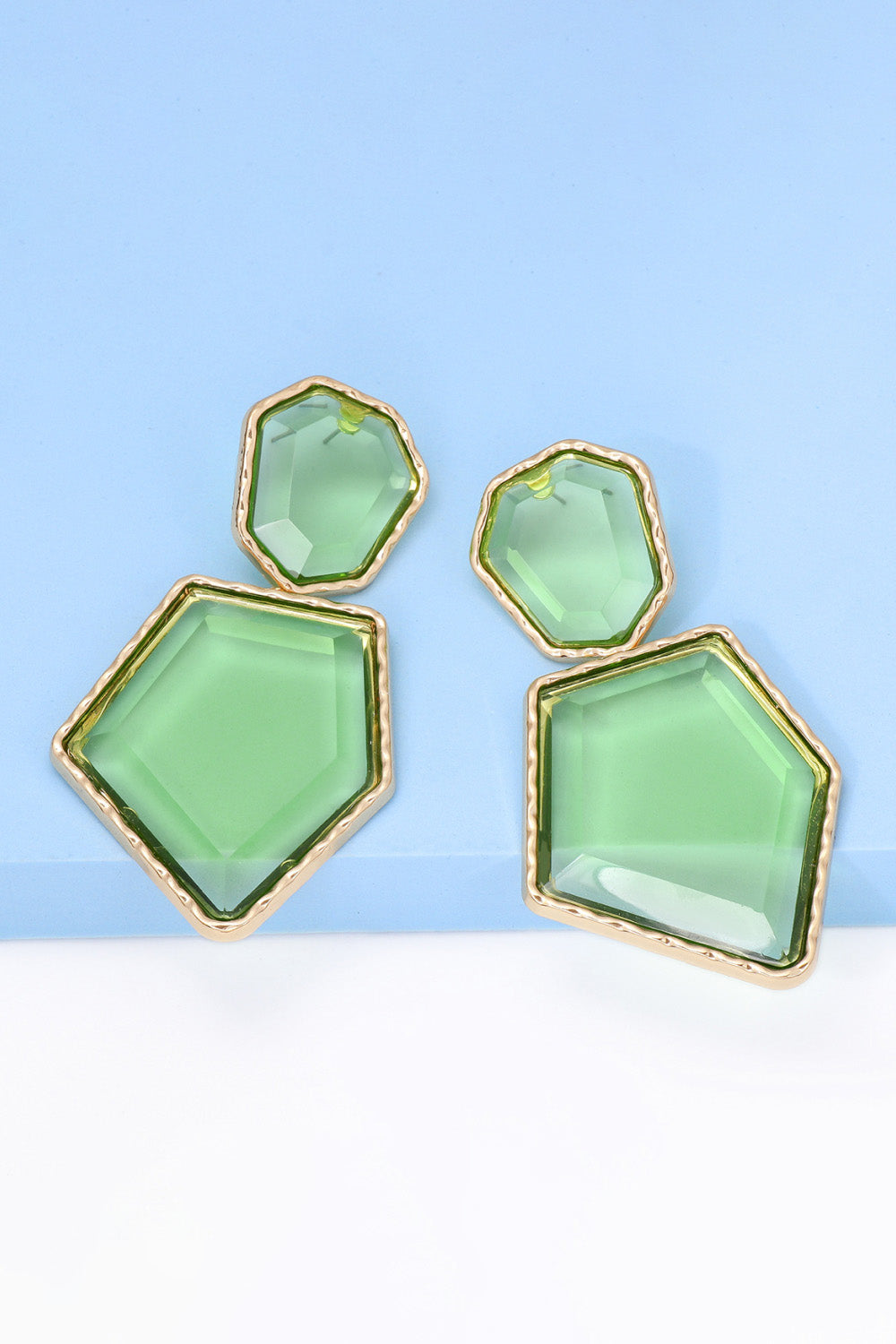 Geometric Shape Zinc Alloy Frame Resin Dangle Earrings - alternate earring view