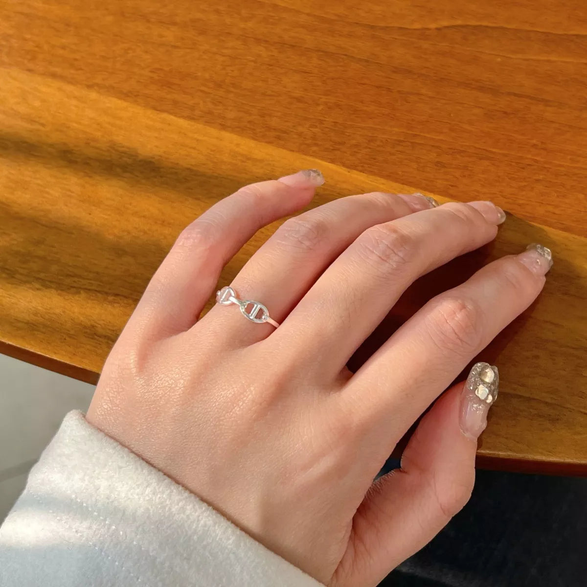 Sterling Silver Geometric Ring - alternate ring view