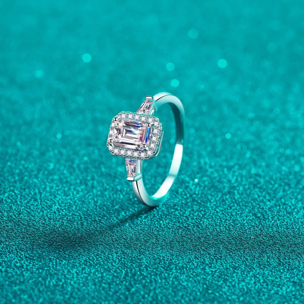 1 Carat Moissanite Sterling Silver Ring in White - women's ring