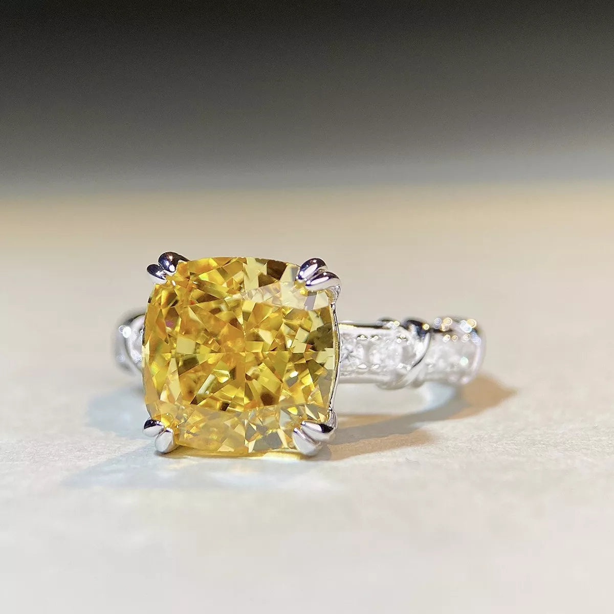 Sterling Silver Zircon Geometric Ring - alternate ring view