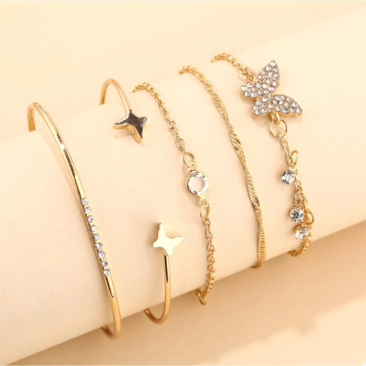 5 Piece 18K Gold-Plated Butterfly Bracelet - alternate jewelry view