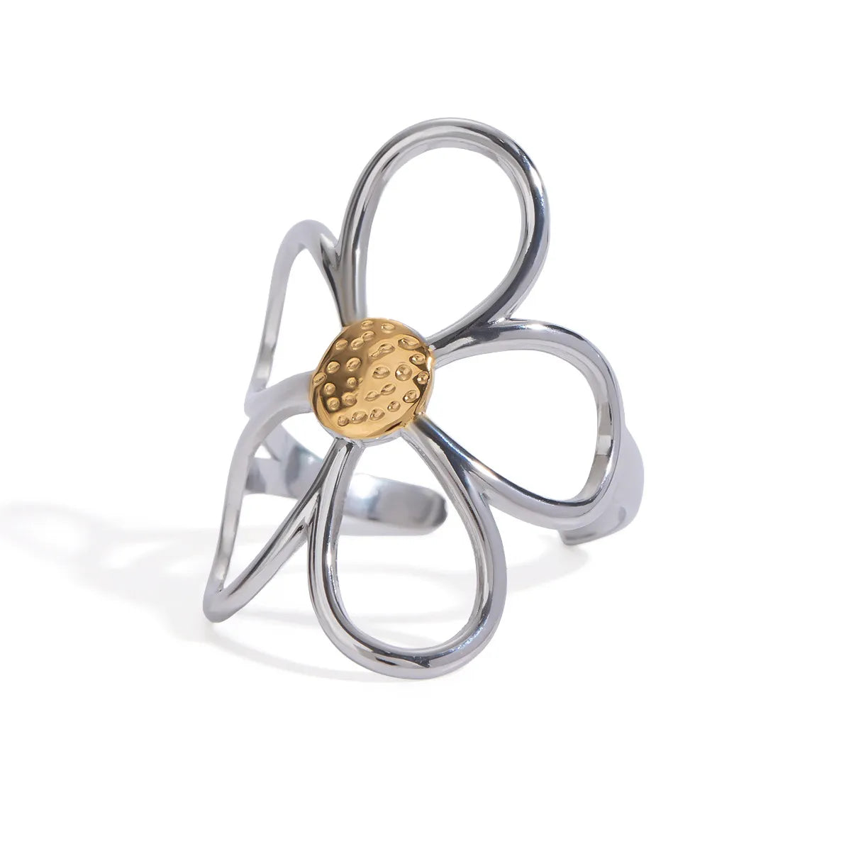Two-Tone Daisy Flower Ring - alternate ring view