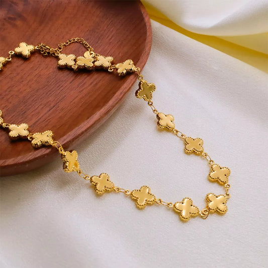 18K Gold-Plated Clover Charm Necklace - alternate necklace view