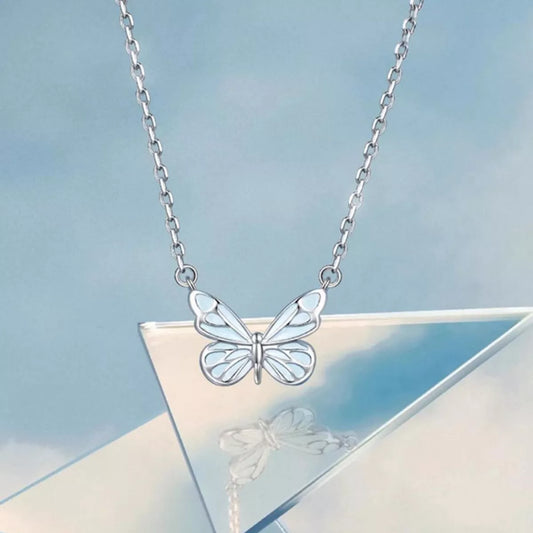 Sterling Silver Butterfly Necklace in Silver - women's Y necklace