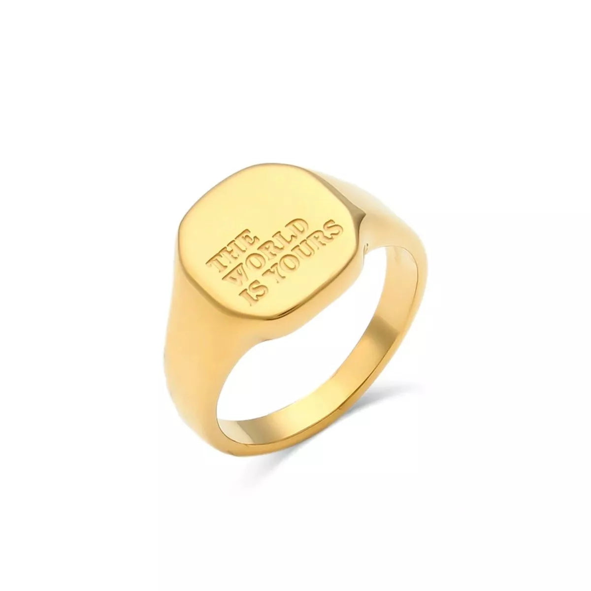 18K Gold-Plated Letter Signet Ring in Style B - women's signet ring