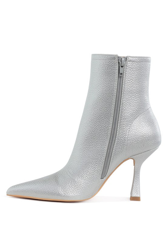 Metallic Pointed Toe Ankle Boots