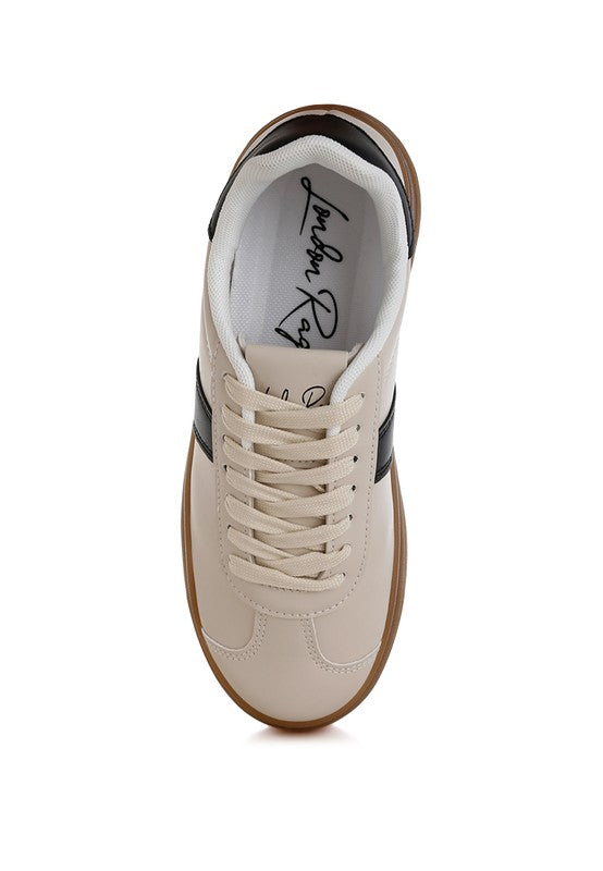 Faux Leather Lace-Up Sneakers