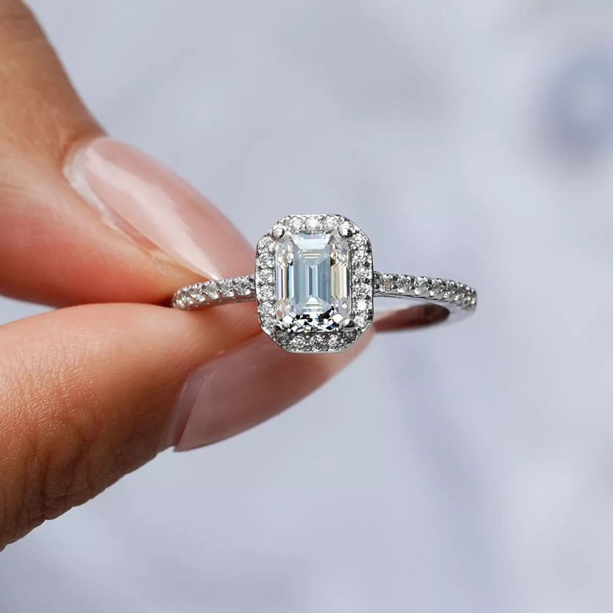 1 Carat Moissanite Sterling Silver Ring in Silver - women's ring
