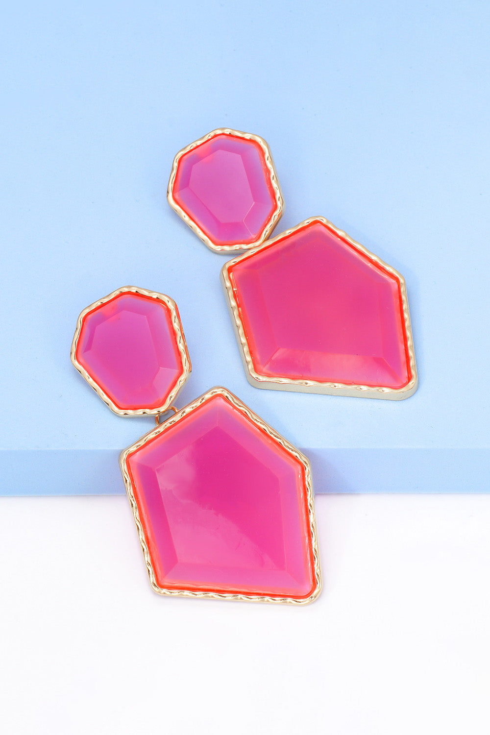 Geometric Shape Zinc Alloy Frame Resin Dangle Earrings - alternate earring view