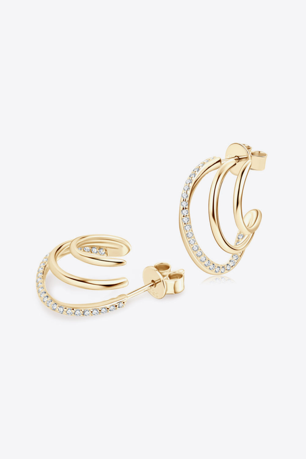Moissanite Sterling Silver Earrings in Gold - women's earrings
