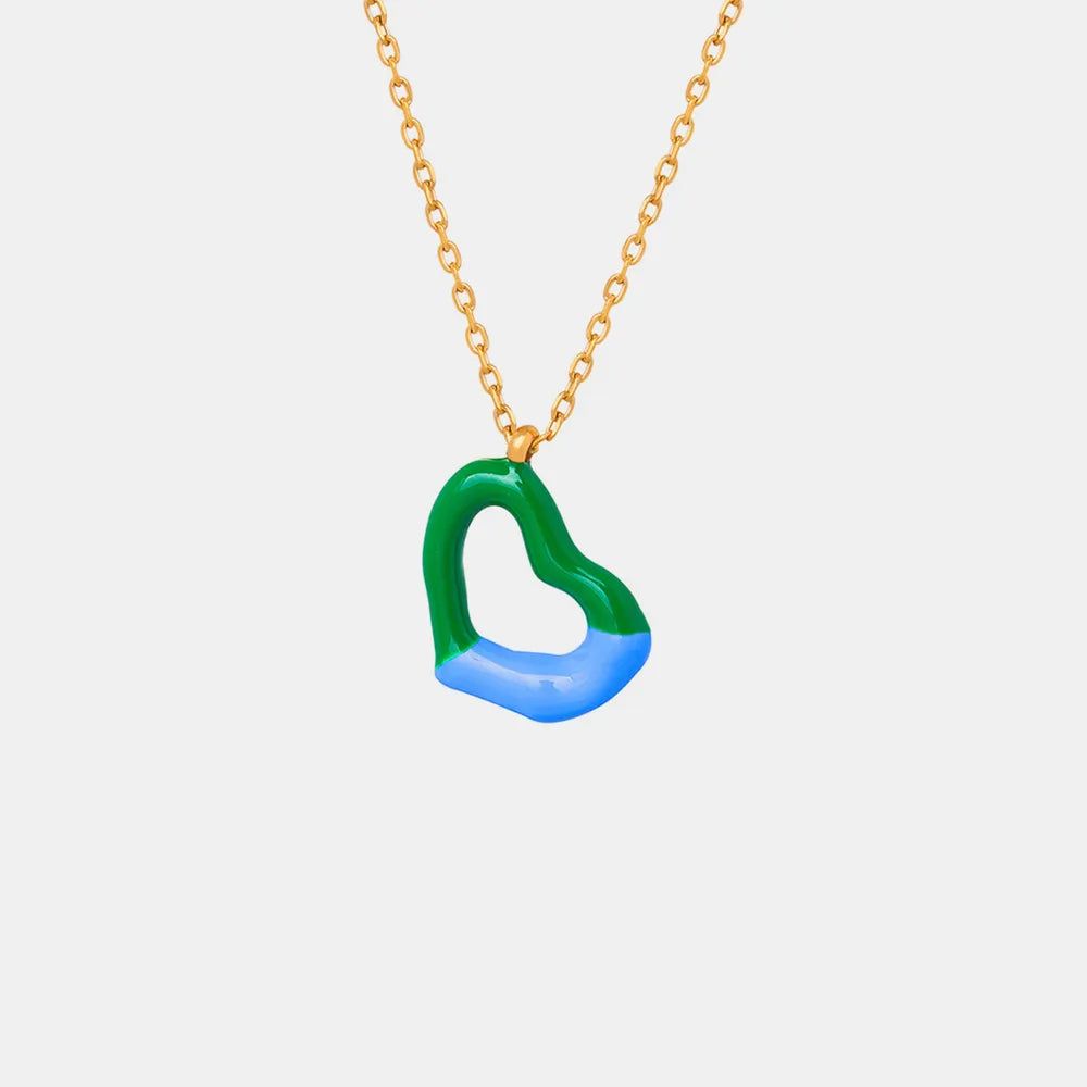 Heart Pendant Titanium Steel Necklace in Gold - women's pendant necklace