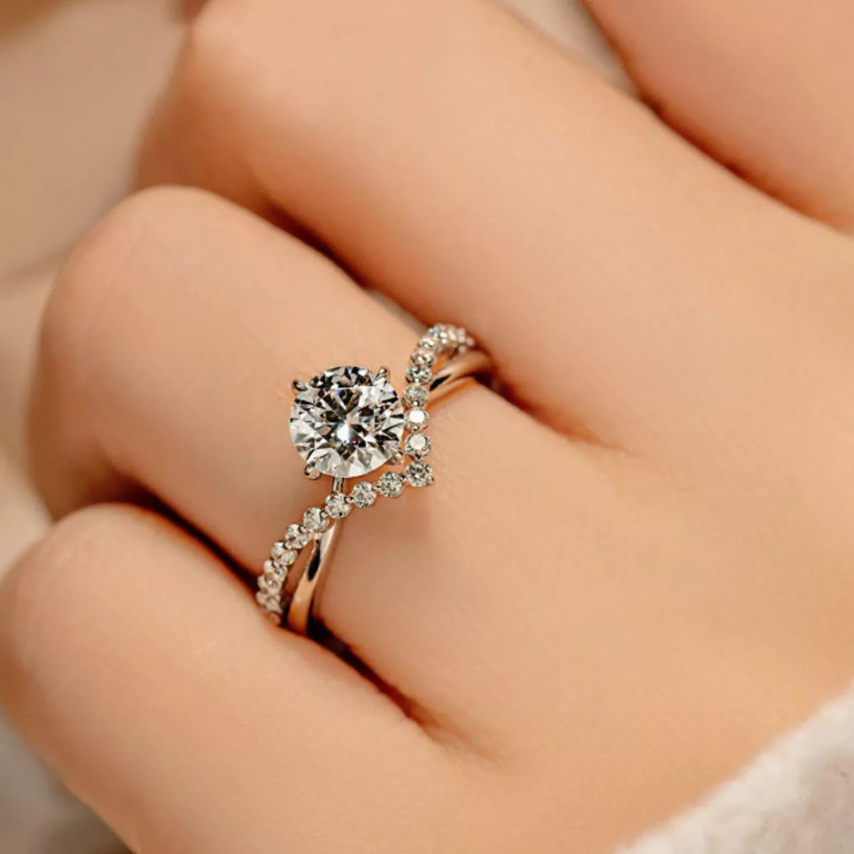 Moissanite Sterling Silver Ring - alternate ring view