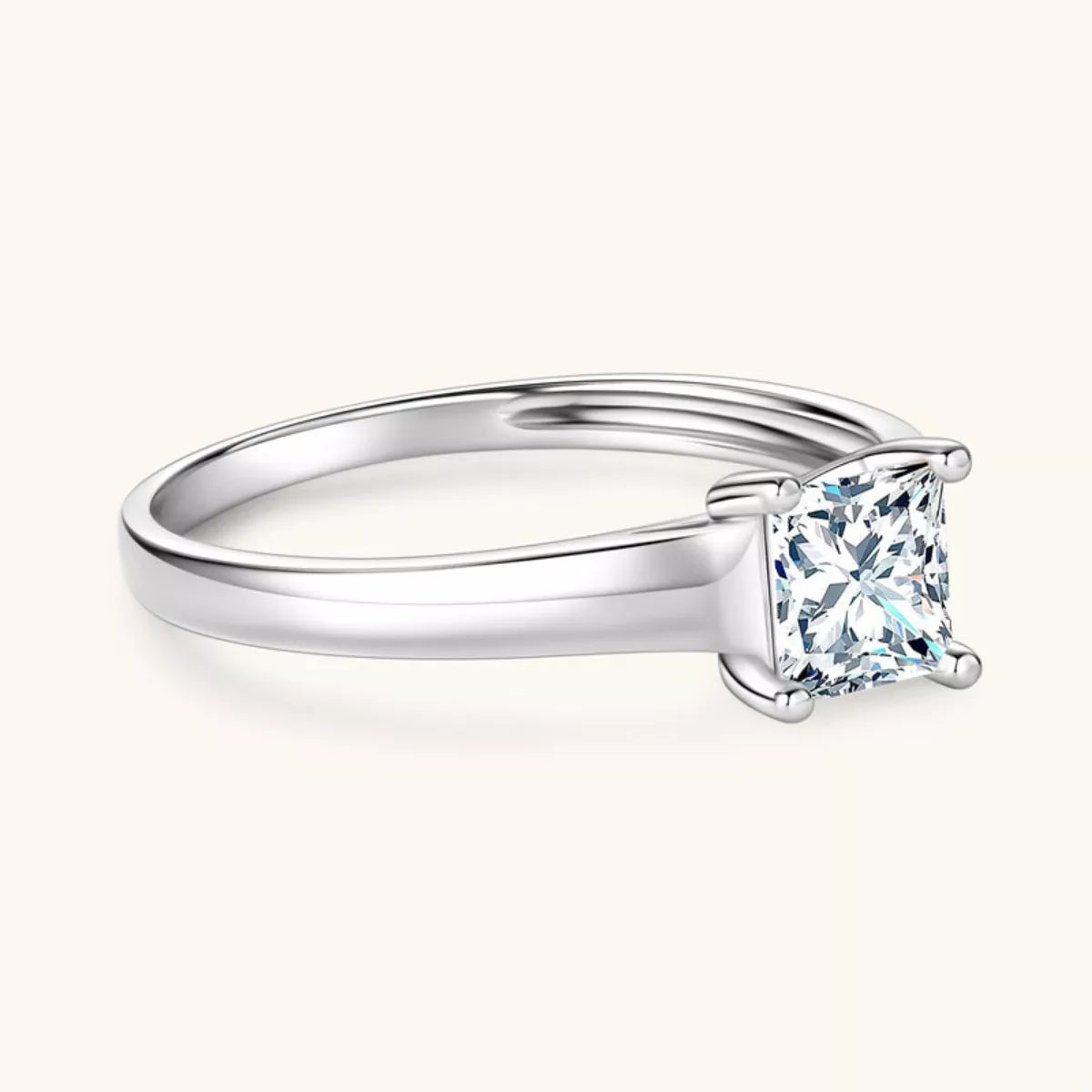 Silver-Plated Minimalist Ring in White - women's ring