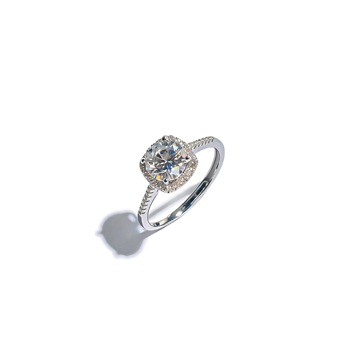 1 Carat Moissanite Sterling Silver Ring - alternate ring view