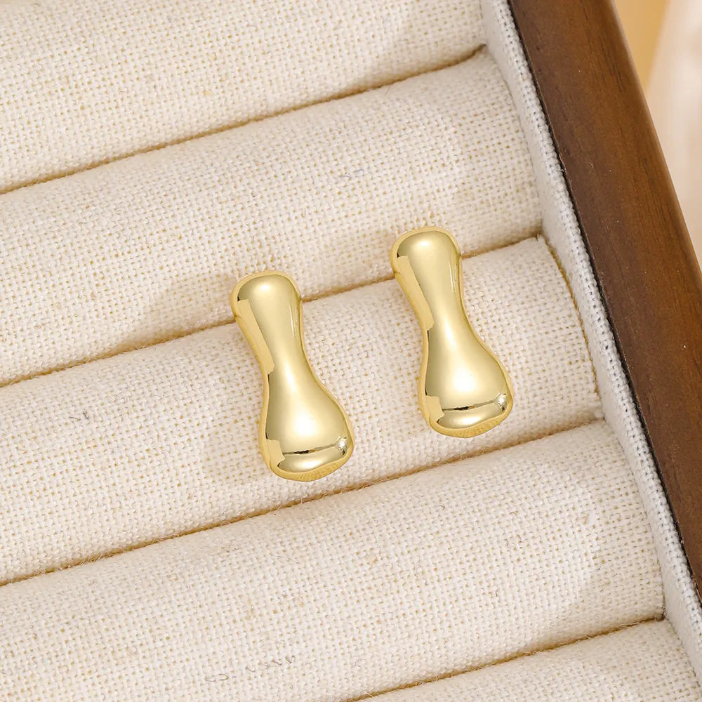 18K Gold-Plated Bubble Letter Stud Earrings in Style J - women's stud earrings