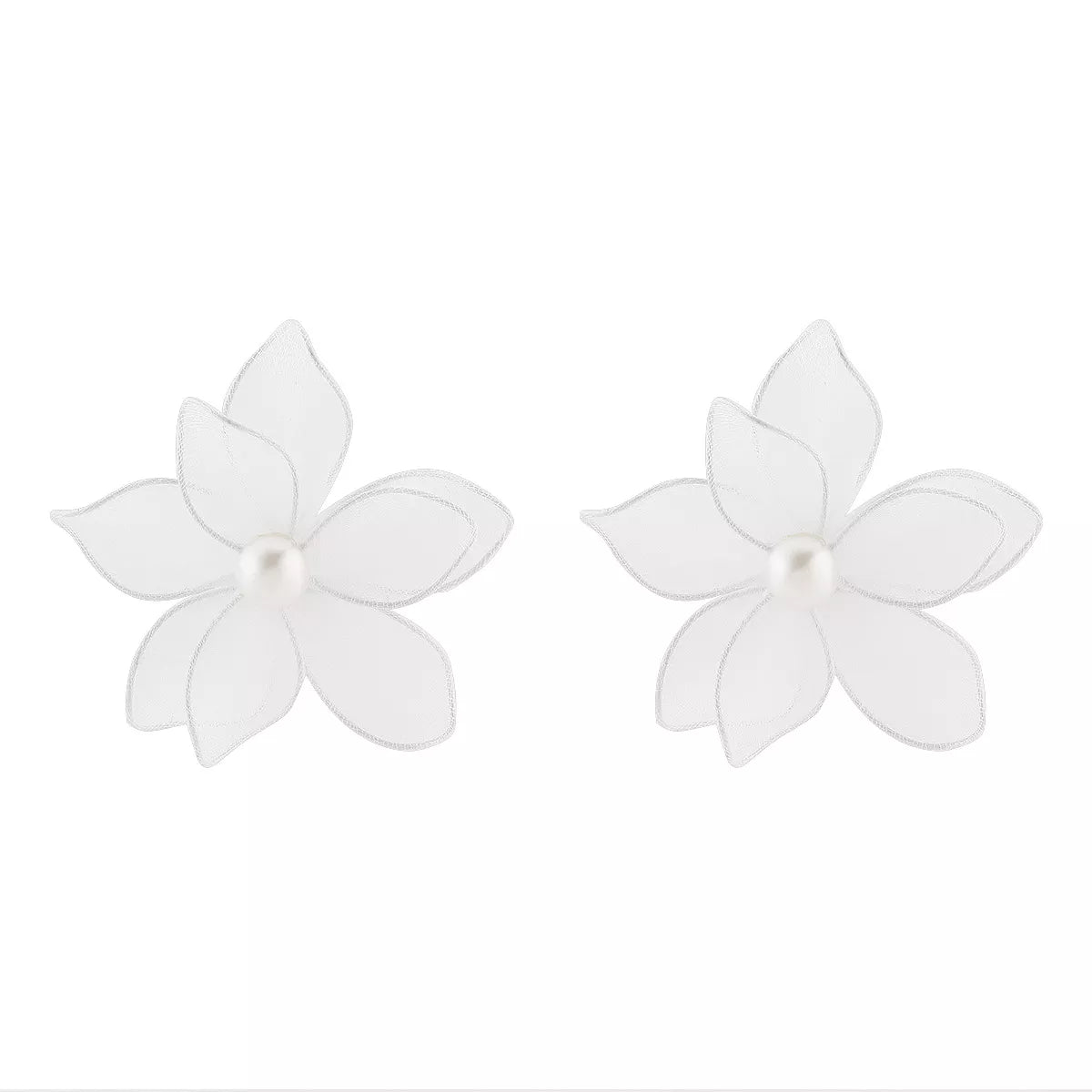 Flower Pearl Stud Earrings - alternate earring view