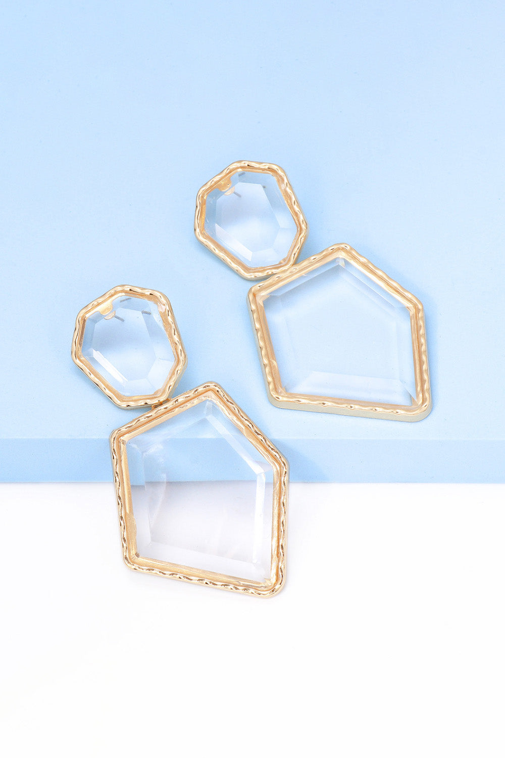 Geometric Shape Zinc Alloy Frame Resin Dangle Earrings - alternate earring view