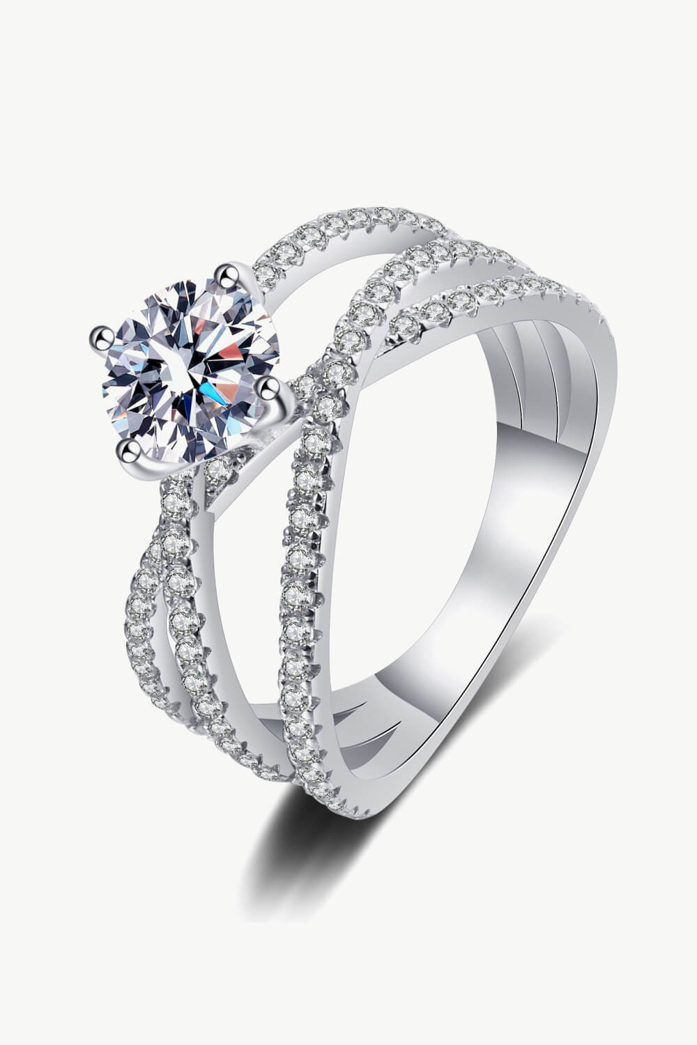1 Carat Moissanite Crisscross Ring in Silver - women's ring