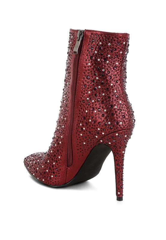 Rhinestones Stiletto Ankle Boots