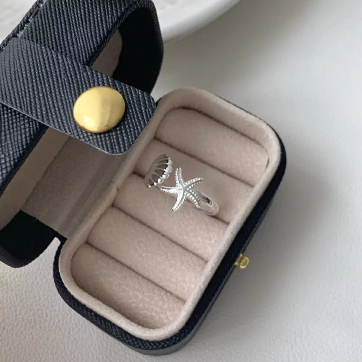 Starfish & Seashell Open Ring - alternate ring view