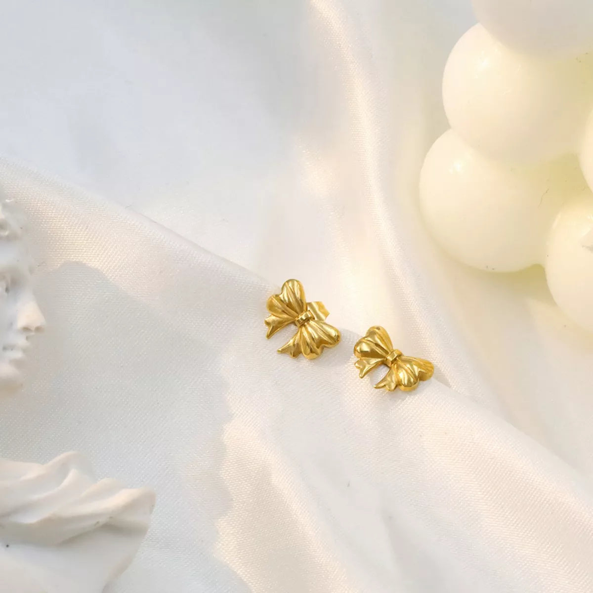 18K Gold-Plated Bow Earrings - alternate earring view