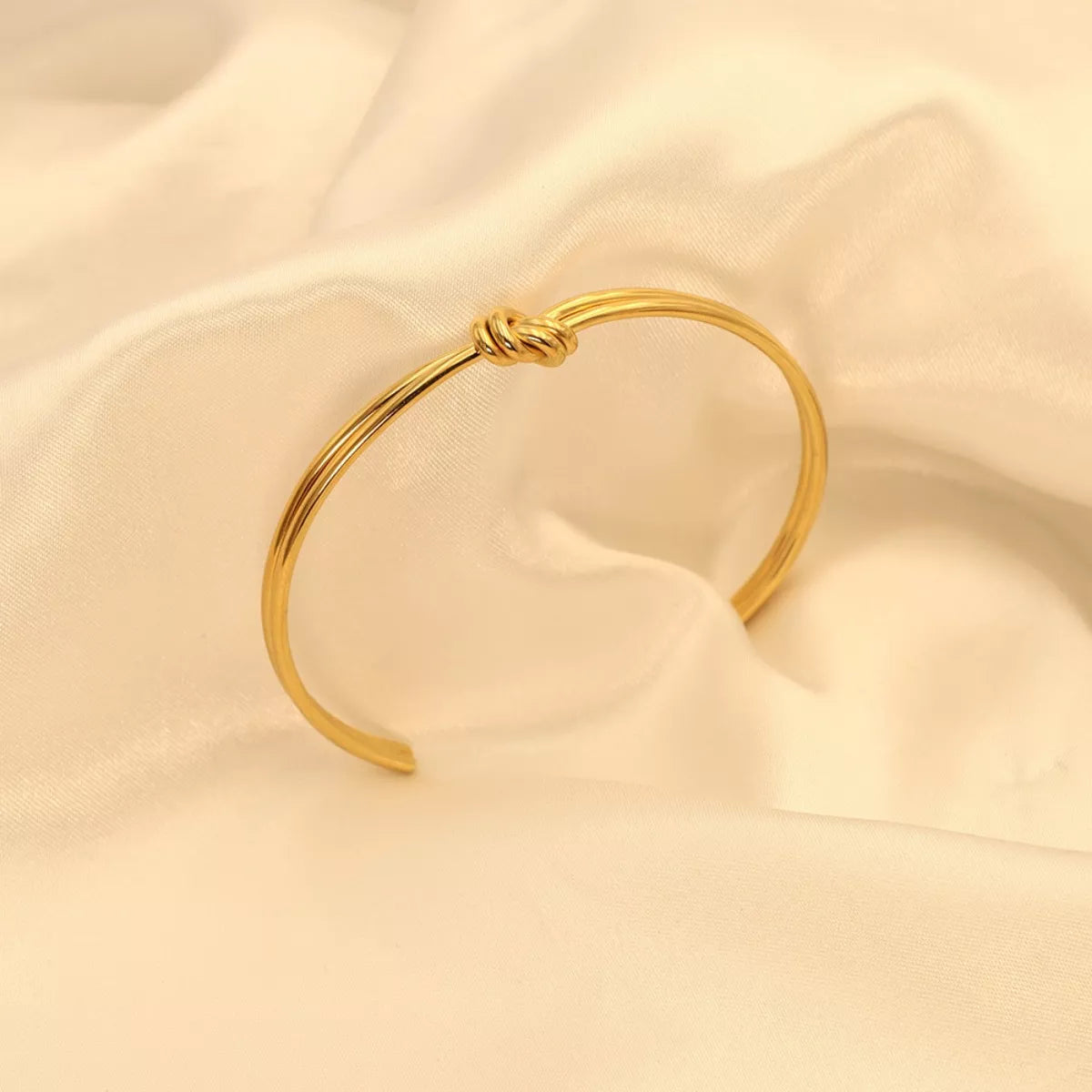 18K Gold-Plated Knot Open Bracelet in Gold - women's bracelet