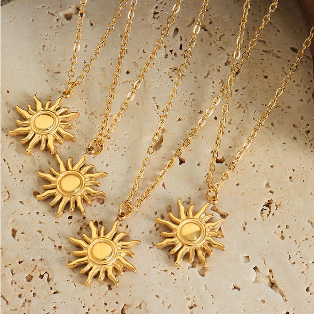 Titanium Steel Sun Shape Pendant Necklace - alternate necklace view