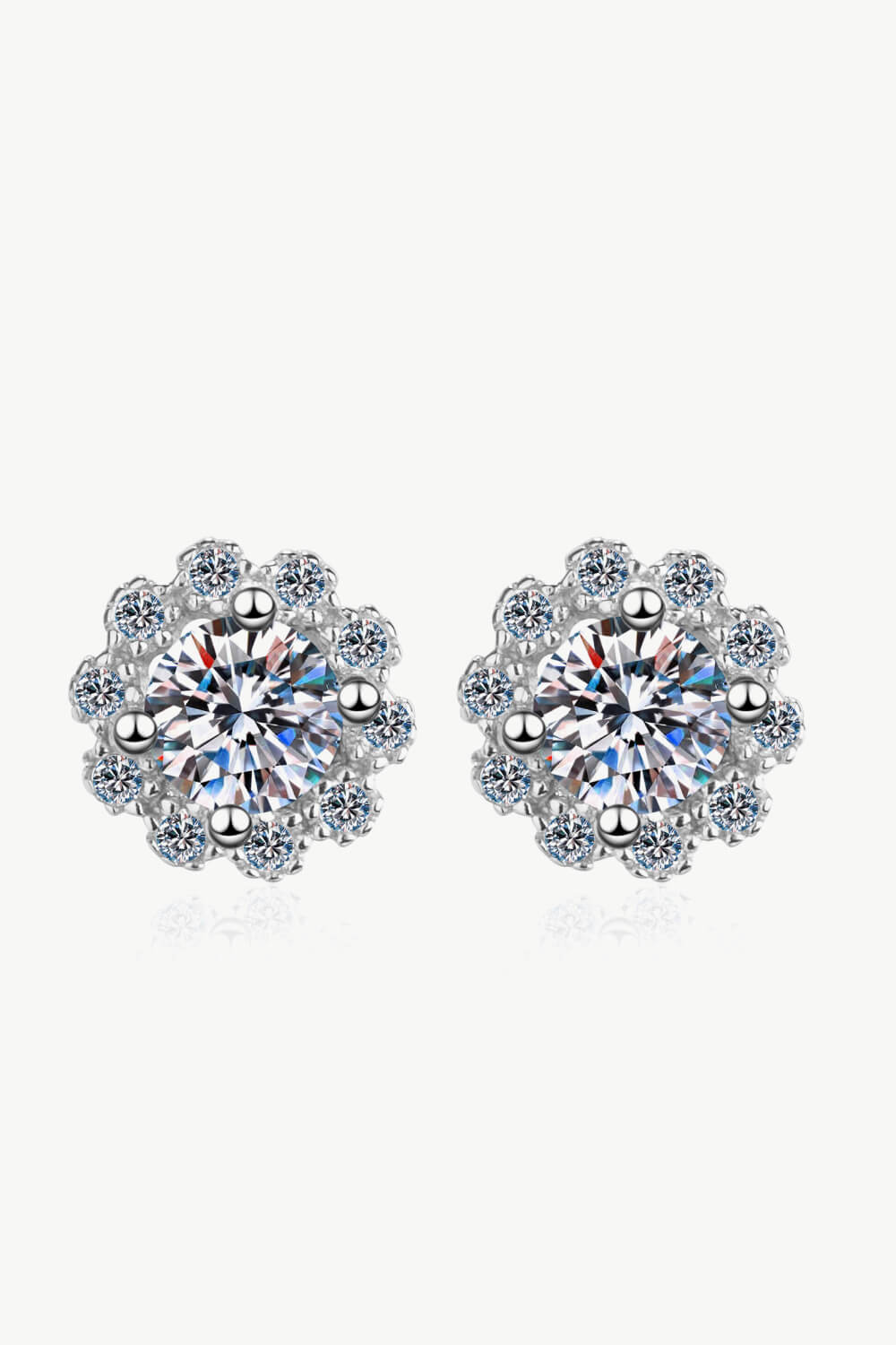 Moissanite Floral-Shaped Stud Earrings in Silver - women's stud earrings