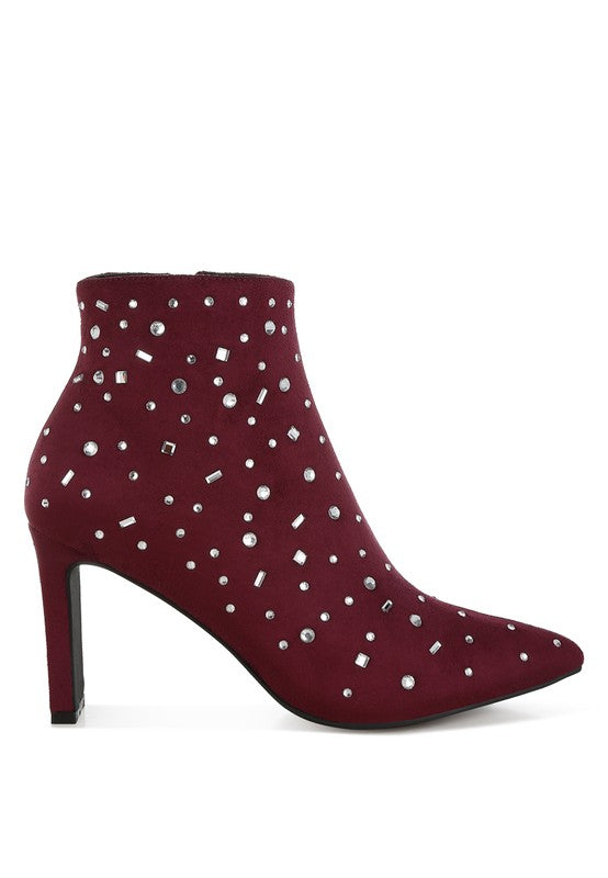 Diamante Microfiber Ankle Boots