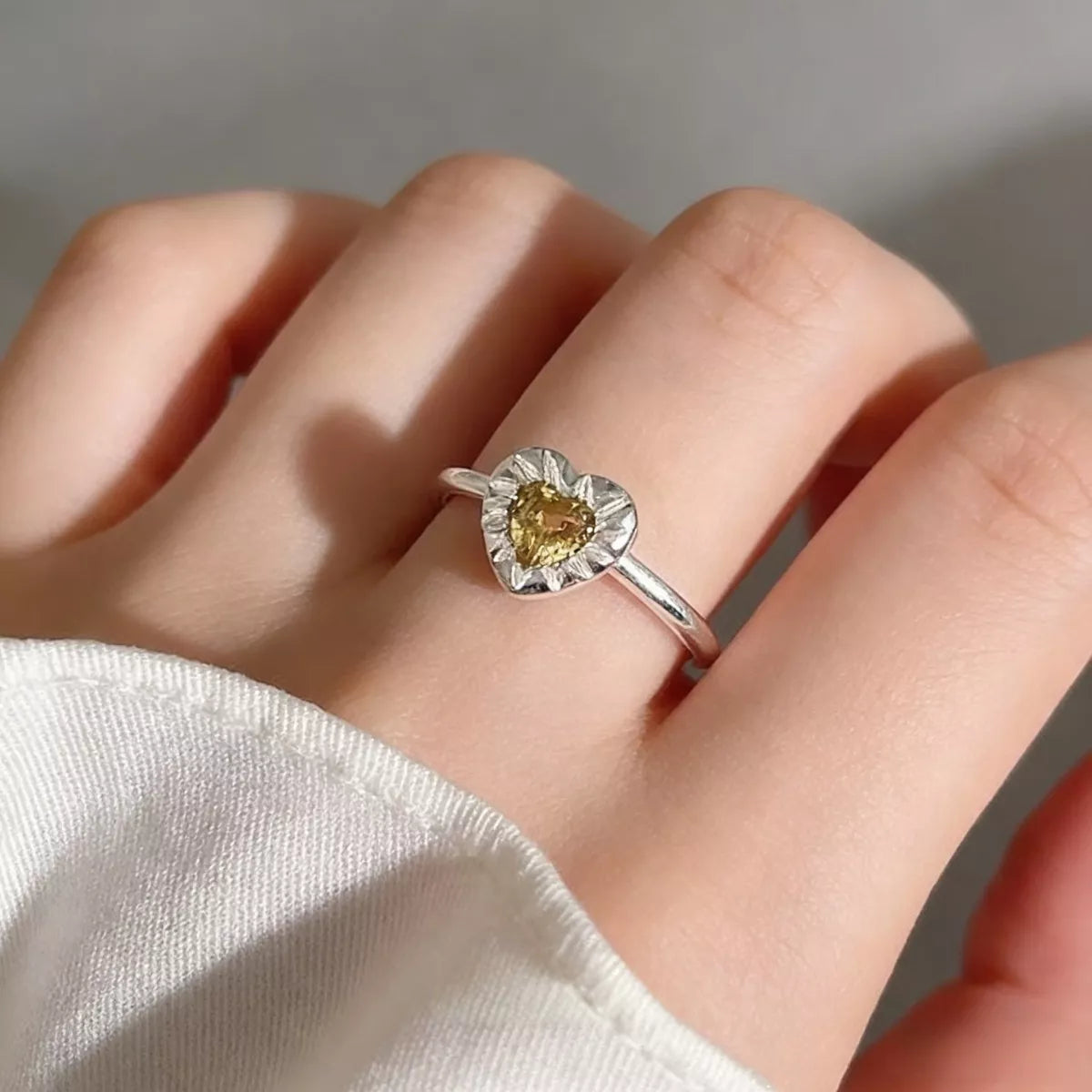 Heart-Shaped Open Ring in Yellow - women's open ring
