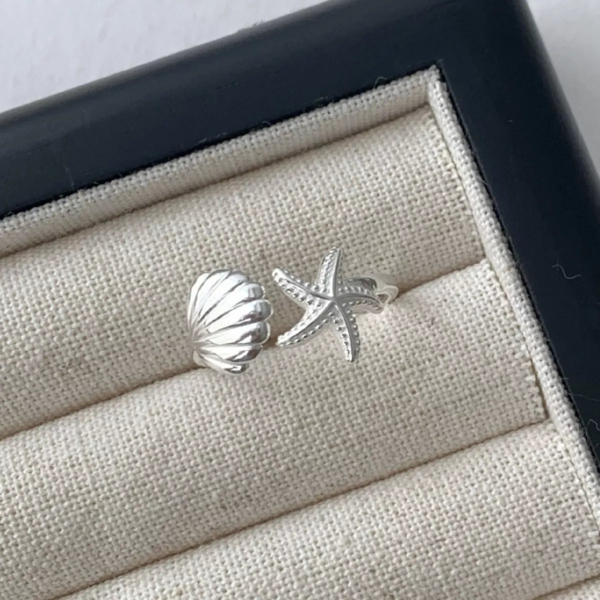 Starfish & Seashell Open Ring - alternate ring view