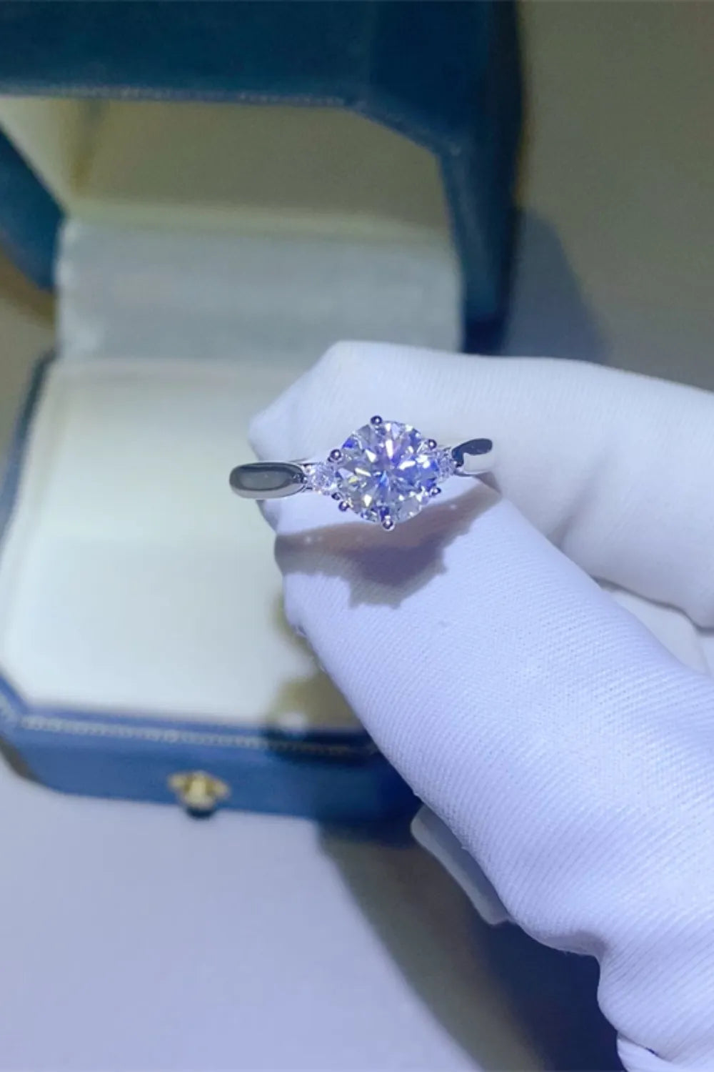 2 Carat Moissanite Sterling Silver Ring in Silver - women's ring