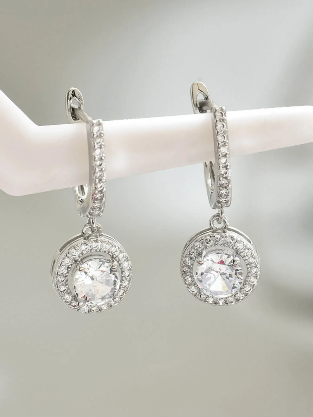 Stainless Steel Zircon Drop Earrings - alternate earring view