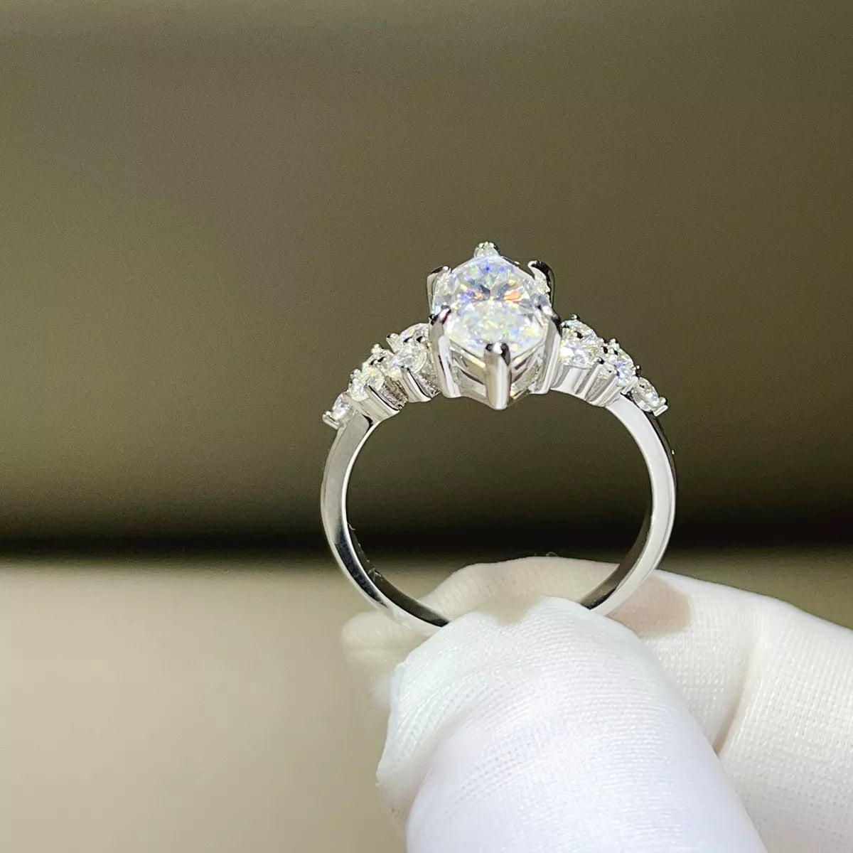 5 Carat Sterling Silver Moissanite Ring in Silver - women's ring