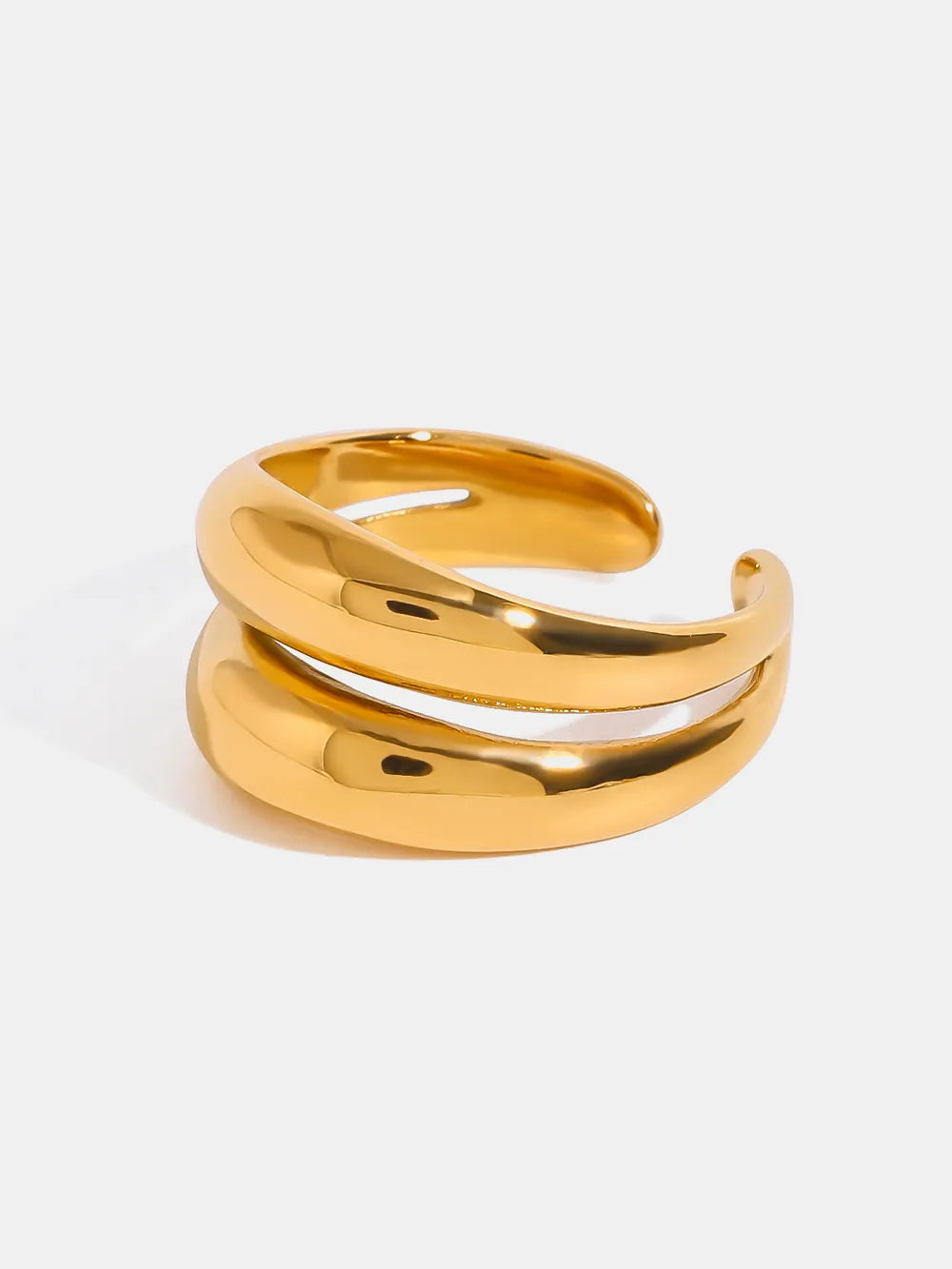 Stainless Steel Double-Layered Ring in Silver - women's ring