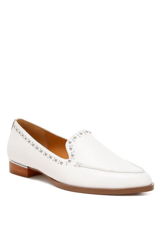 Delicate Stud Leather Loafers