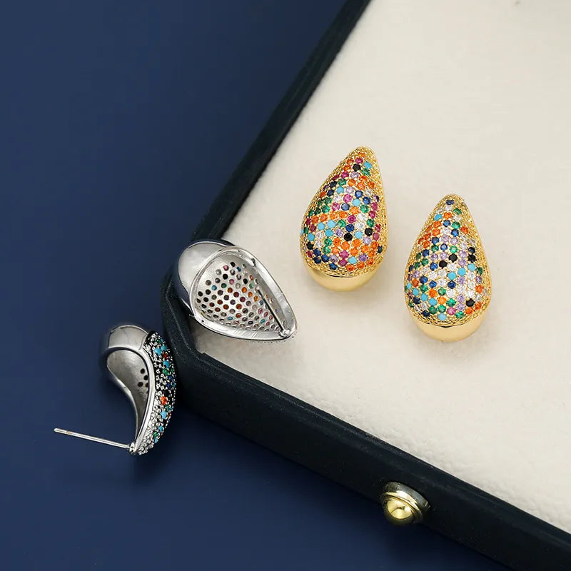 18K Gold-Plated Zircon Teardrop Earring - alternate earring view
