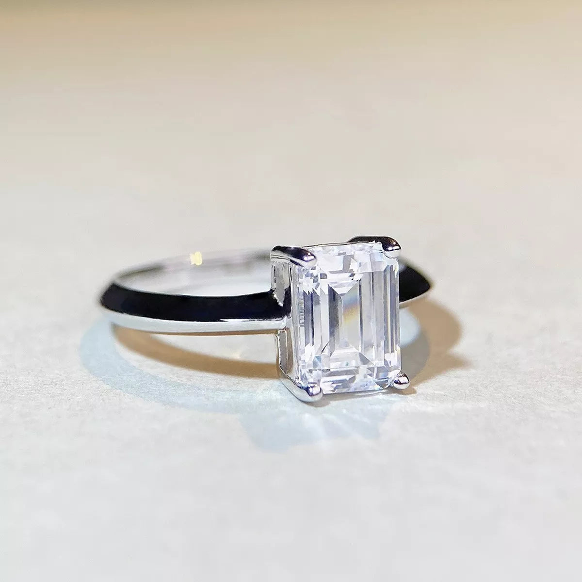 2 Carat Sterling Silver Moissanite Geometric Ring in Silver - women's ring