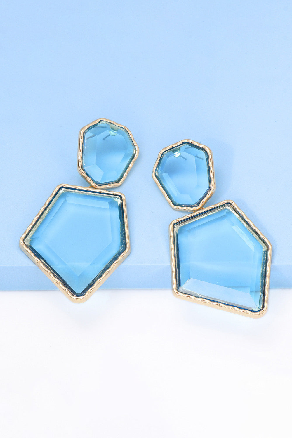 Geometric Shape Zinc Alloy Frame Resin Dangle Earrings - alternate earring view