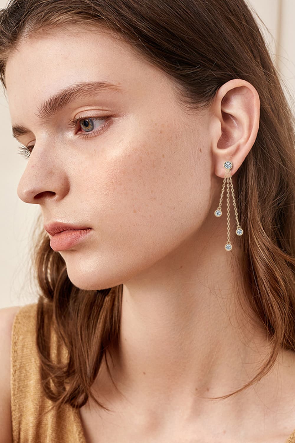 1.2 Carat Moissanite Layered Chain Earrings - alternate earring view