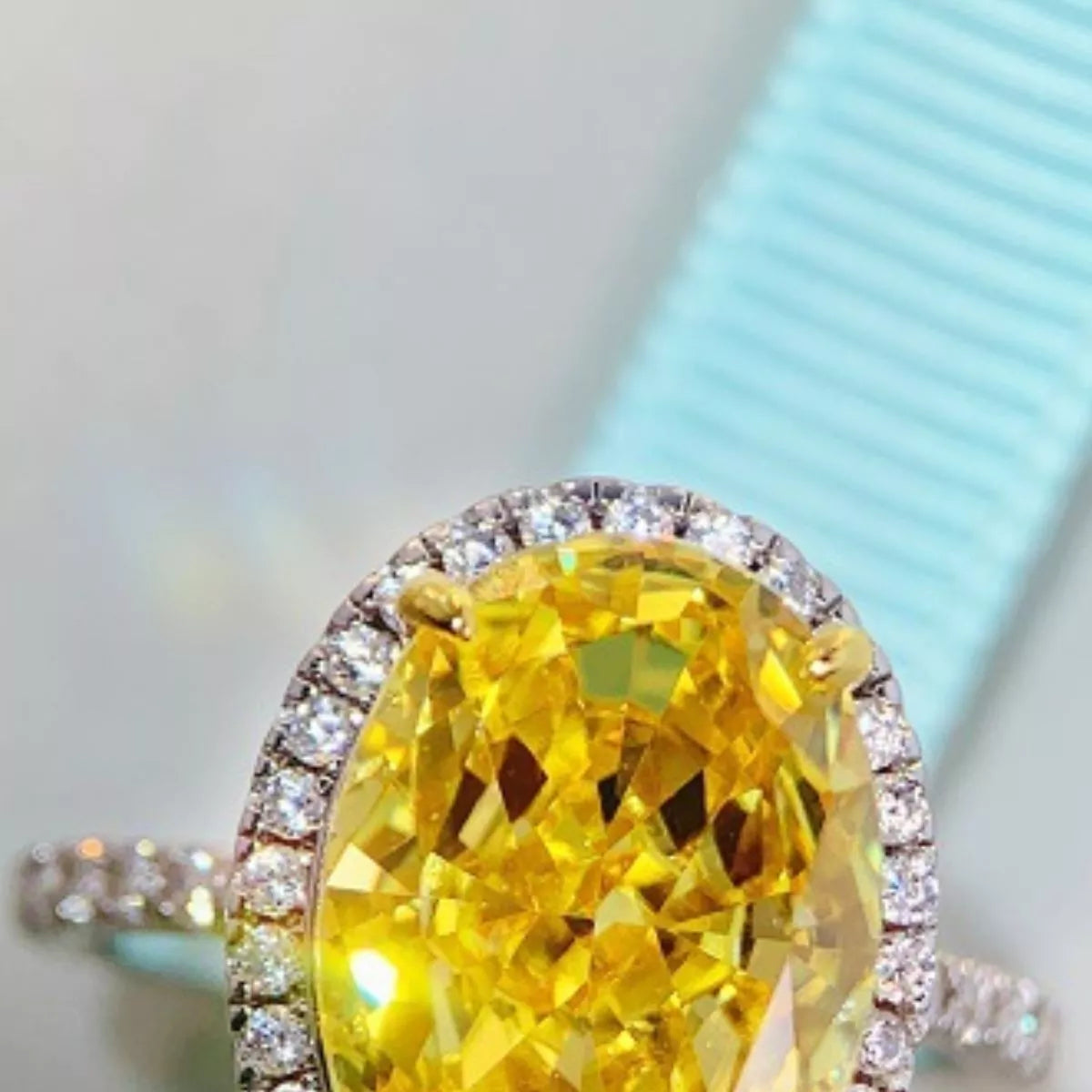 Sterling Silver Zircon Round Ring in Yellow - women's ring