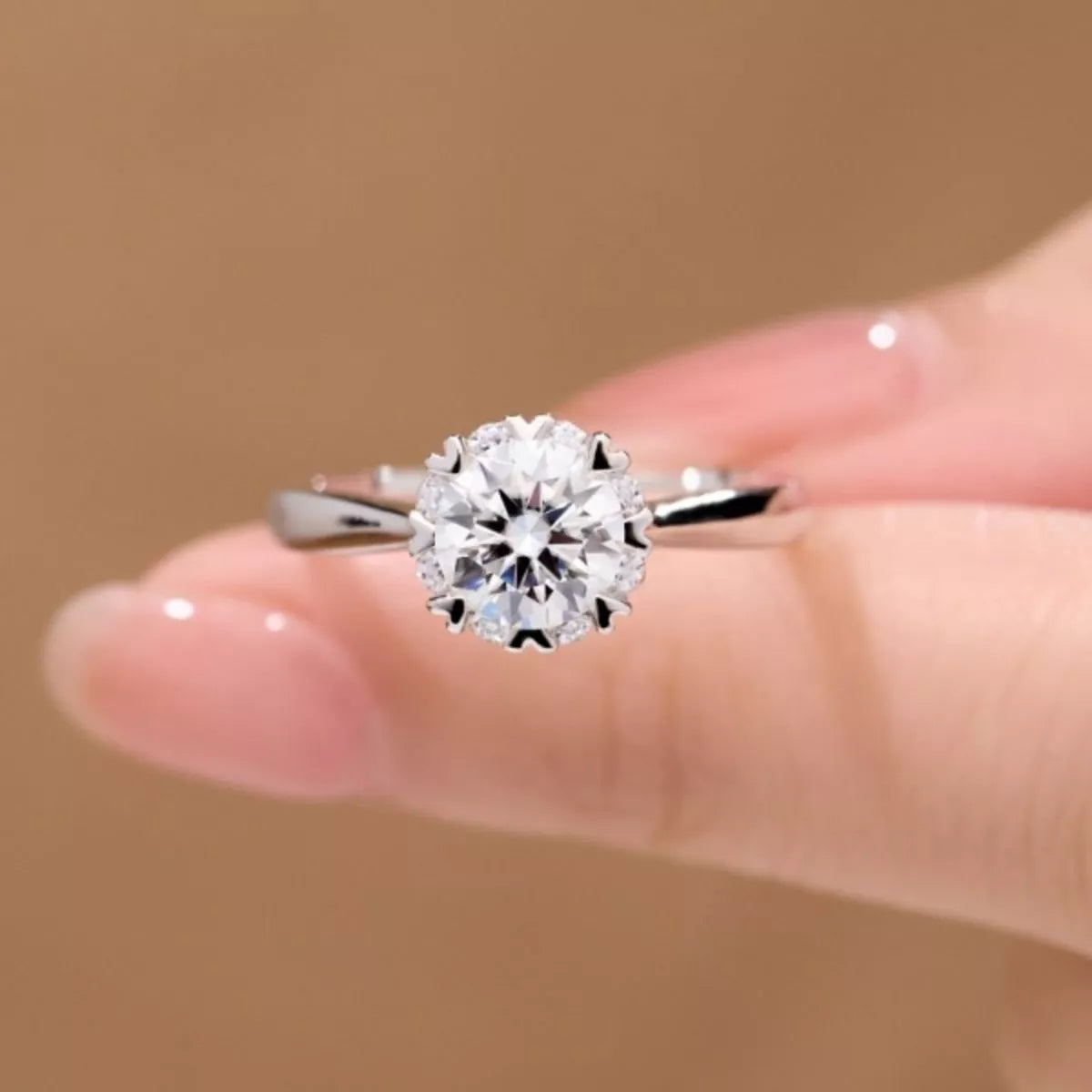 Sterling Silver Moissanite Ring in Silver - women's ring
