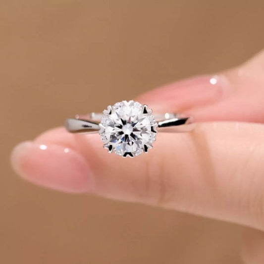 Sterling Silver Moissanite Ring in Silver - women's ring