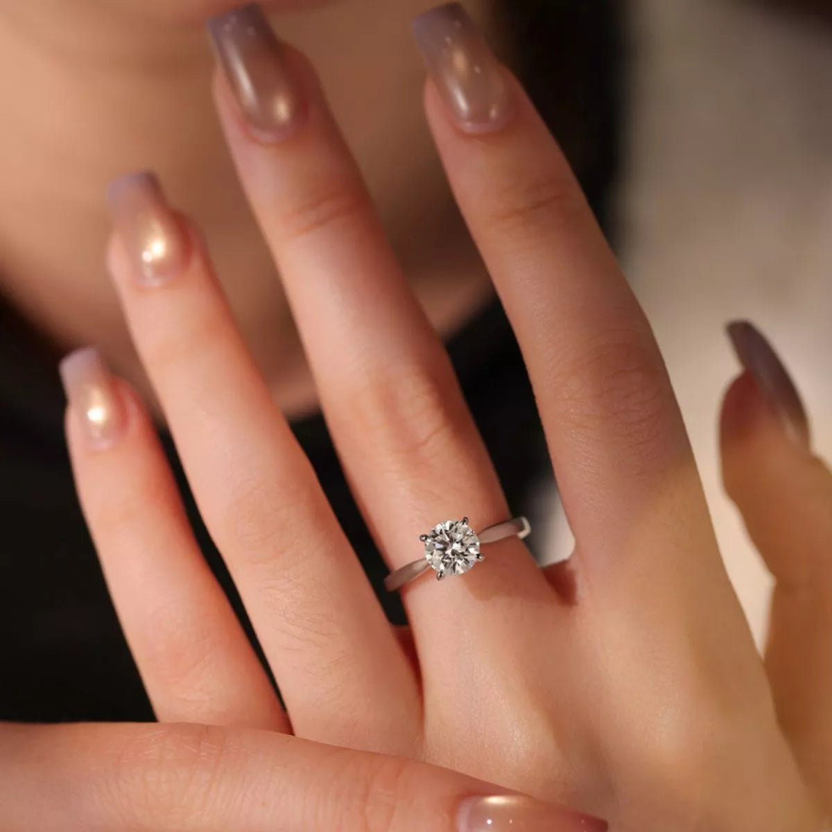 1 Carat Sterling Silver Moissanite Ring - alternate ring view