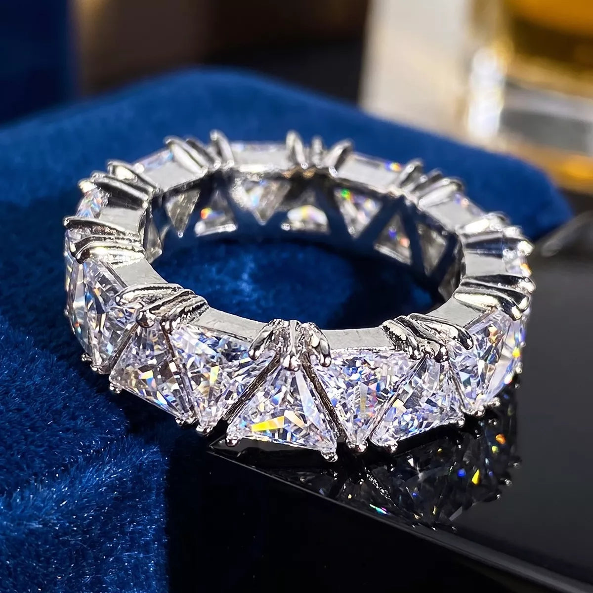 Triangle Cut Zircon Ring - alternate ring view