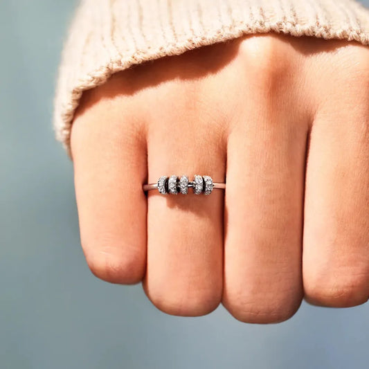 Inlaid Zircon Sterling Silver Ring in Silver - women's ring