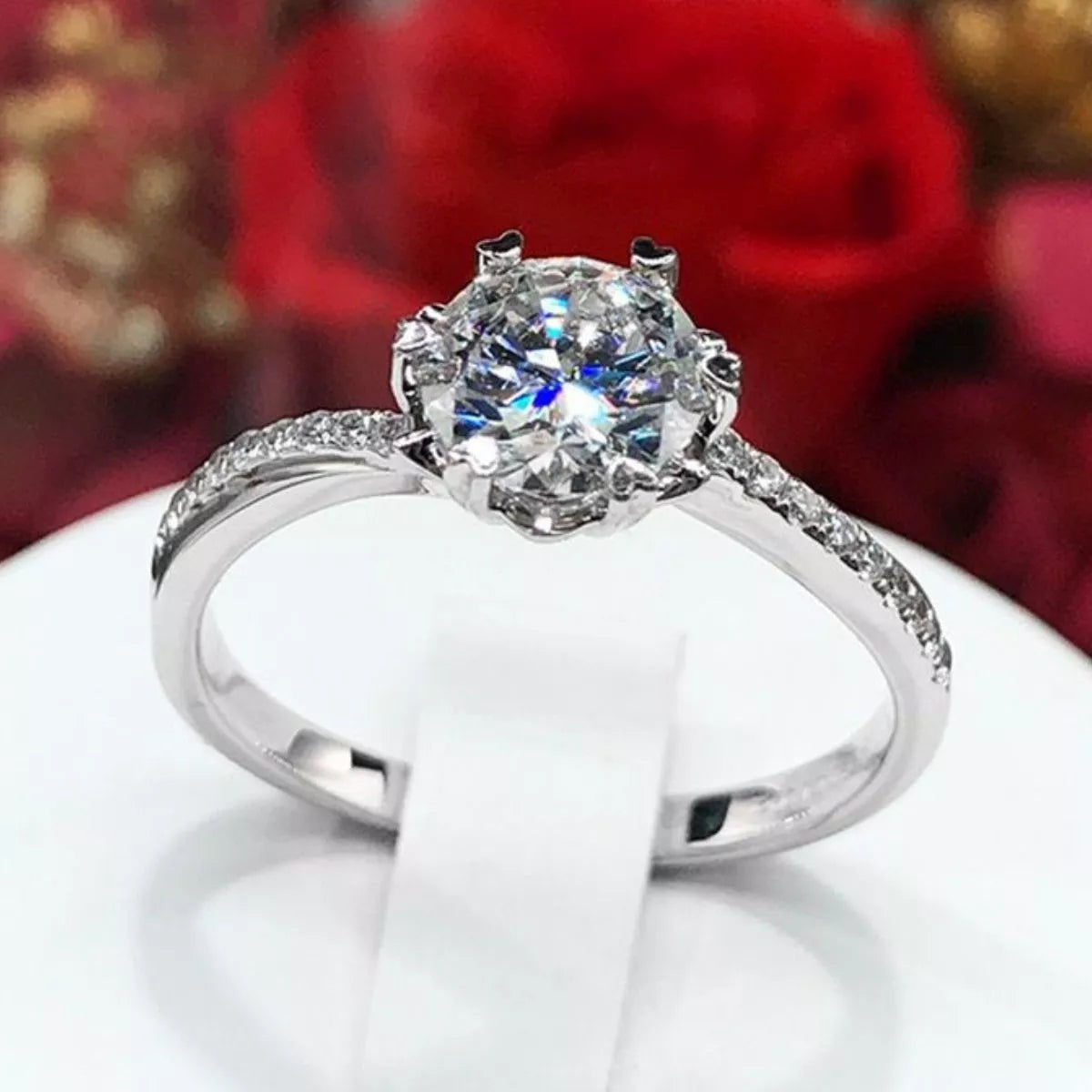 1 Carat Sterling Silver Moissanite Ring - alternate ring view