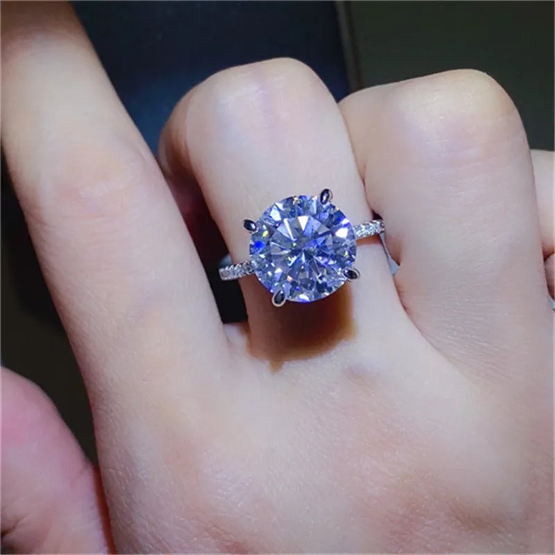 5 Carat Moissanite Sterling Silver Ring in Silver - women's ring